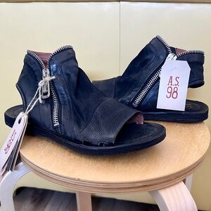 A.S. 98 Black Leather Sandals, tags on!